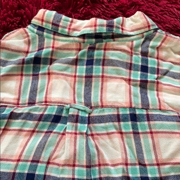 Red Camel mint, navy and red plaid button down top - Picture 10 of 12